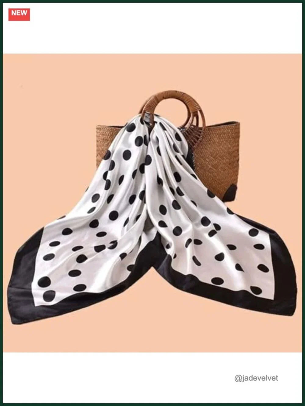 Polka Dot Satin Head Scarf for Women, Square Silk Like Shawl Wrap 35 Inches